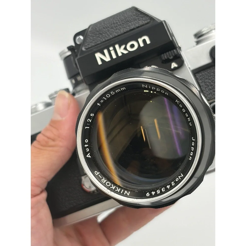 Nikon F2 35mm SLR Film Camera Nikkor-P Auto 105mm f/2.5 Lens Kit Tested